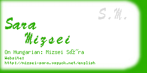 sara mizsei business card